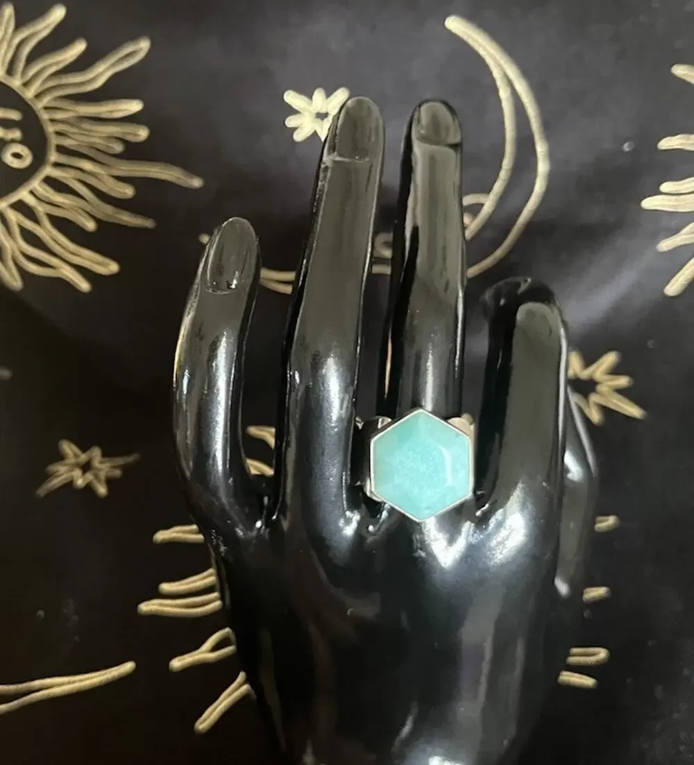 VTG Sterling Silver 925 Aqua Blue Stone Scalloped Wide Band 10g Ring Size 10